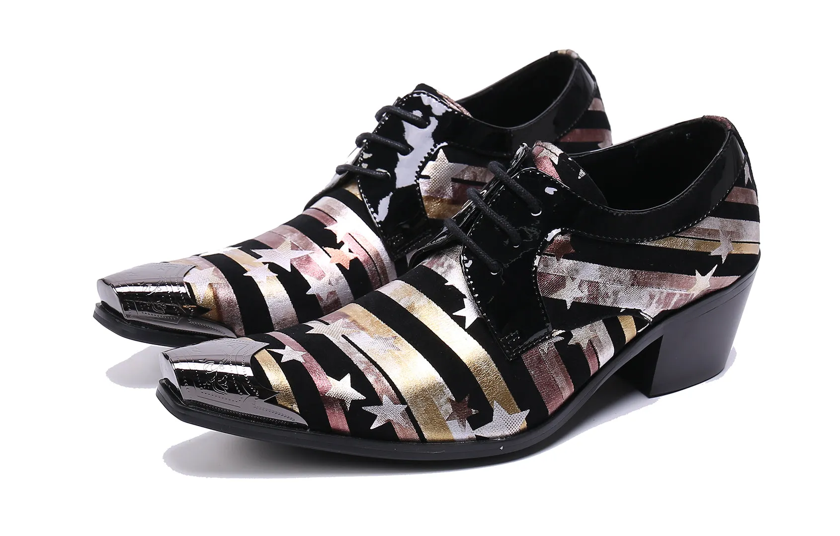 Men's Metal Tip Plain Toe Leather Western Shoes