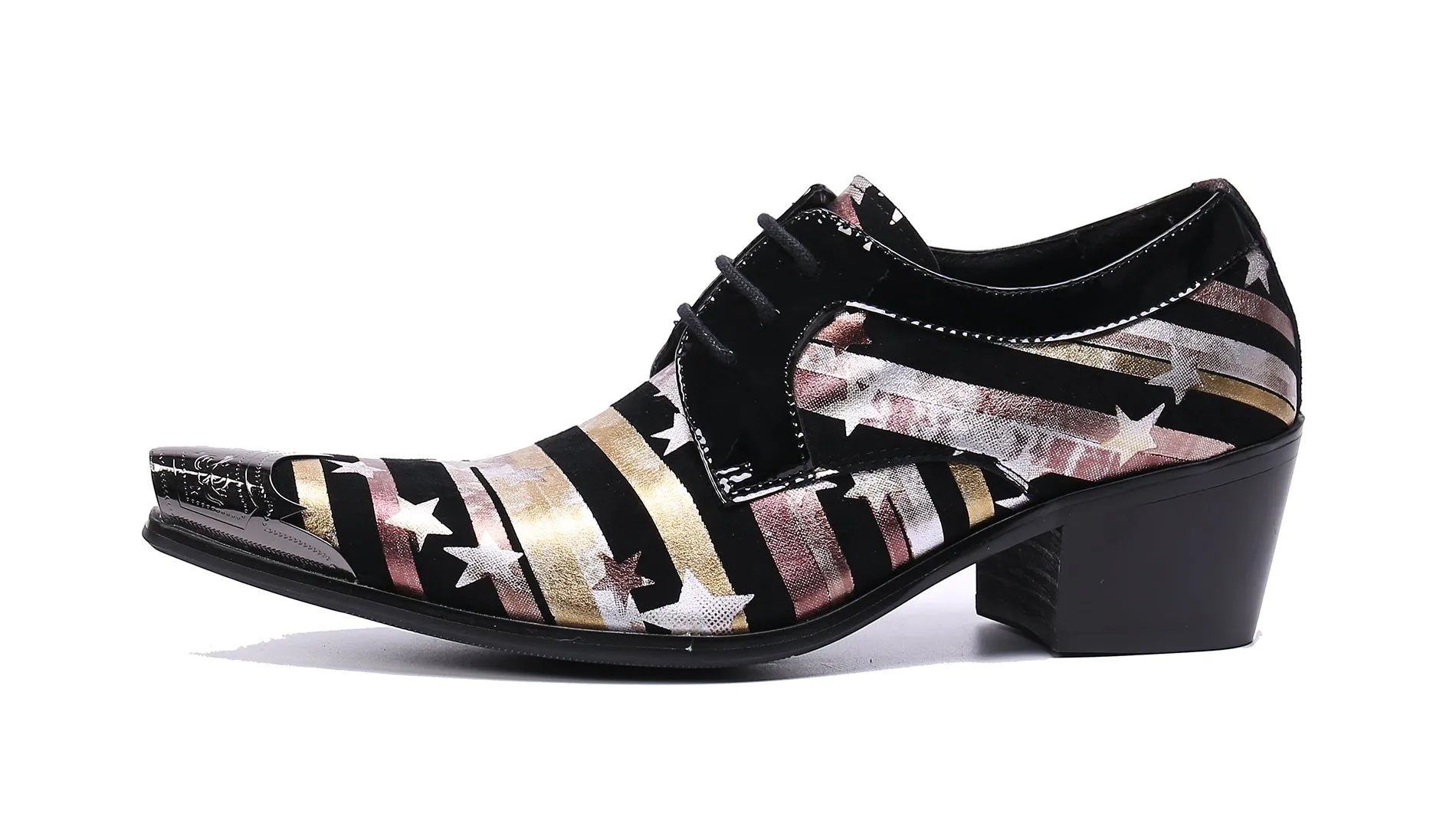 Men's Metal Tip Plain Toe Leather Western Shoes