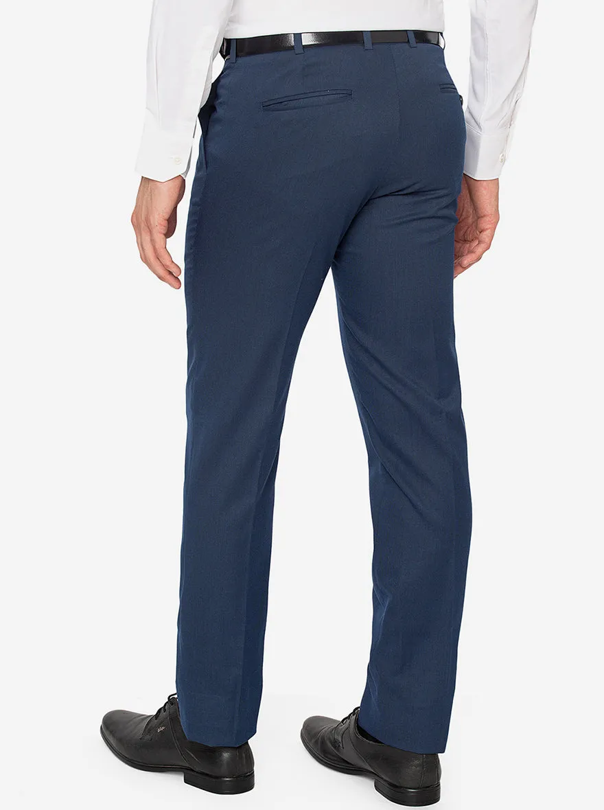 Navy Blue Solid Slim Fit Formal Trouser | Greenfibre