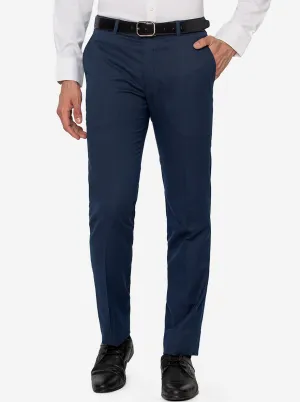 Navy Blue Solid Slim Fit Formal Trouser | Greenfibre