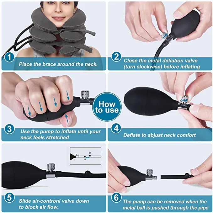 New Cervical Neck Traction Device &Inflatable Adjustable Neck Stretcher Provide Neck Support Neck Traction and Neck Pain Relief, Grey!
