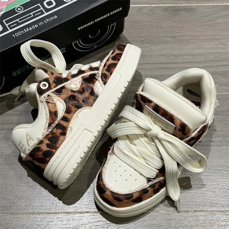 New Female Dopamine Leopard Print Casual Bread Shoes