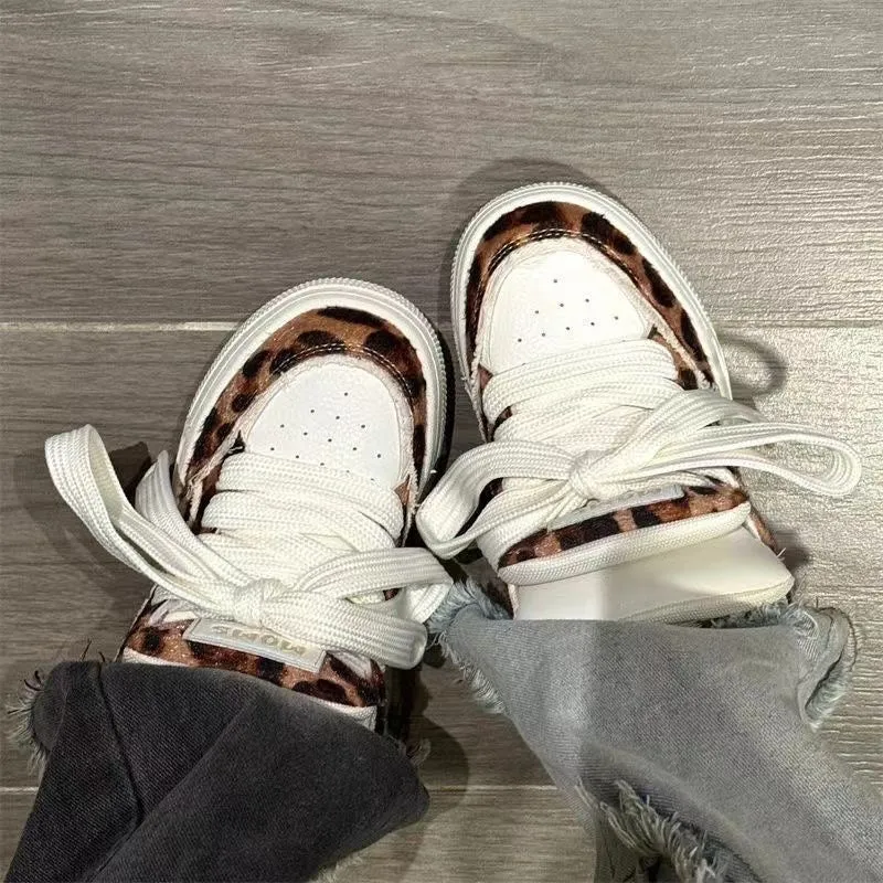 New Female Dopamine Leopard Print Casual Bread Shoes