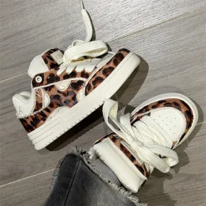 New Female Dopamine Leopard Print Casual Bread Shoes