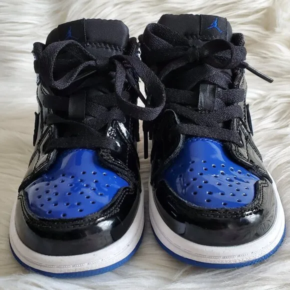 Nike Air Jordan Black/Blue Kid's 1 Retro High OG ‘Patent Bred’ SZ 10C