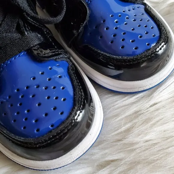 Nike Air Jordan Black/Blue Kid's 1 Retro High OG ‘Patent Bred’ SZ 10C