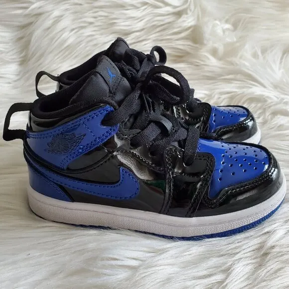 Nike Air Jordan Black/Blue Kid's 1 Retro High OG ‘Patent Bred’ SZ 10C