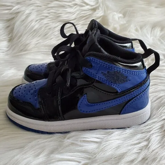 Nike Air Jordan Black/Blue Kid's 1 Retro High OG ‘Patent Bred’ SZ 10C