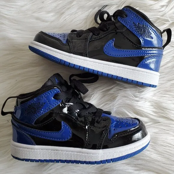 Nike Air Jordan Black/Blue Kid's 1 Retro High OG ‘Patent Bred’ SZ 10C