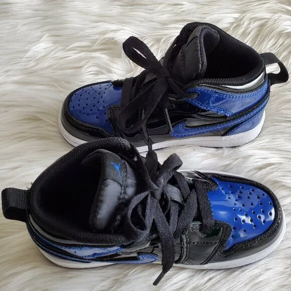 Nike Air Jordan Black/Blue Kid's 1 Retro High OG ‘Patent Bred’ SZ 10C