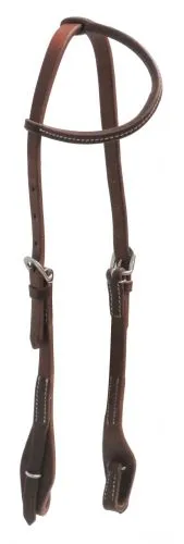 Oiled leather one ear headstall with quick change bit loops