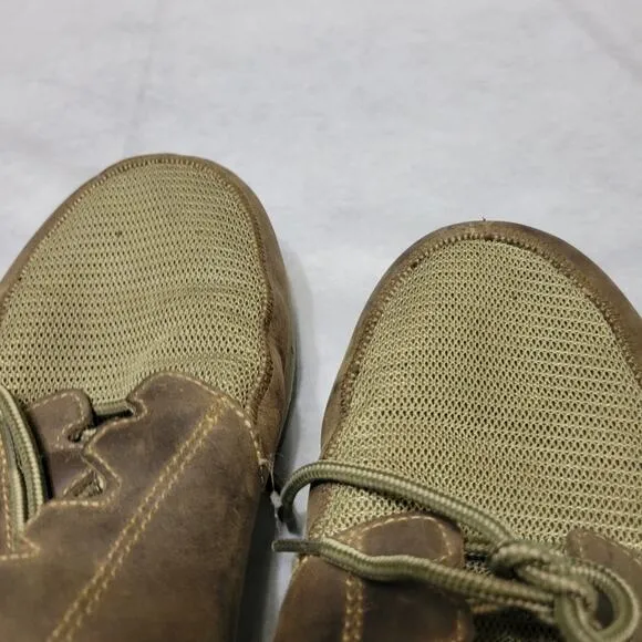 Olukai Shoes Men Size 10.5 Makia Lace Brown Leather Slip-On Mesh Comfort Sneaker