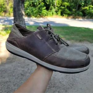 Olukai Shoes Men Size 10.5 Makia Lace Brown Leather Slip-On Mesh Comfort Sneaker