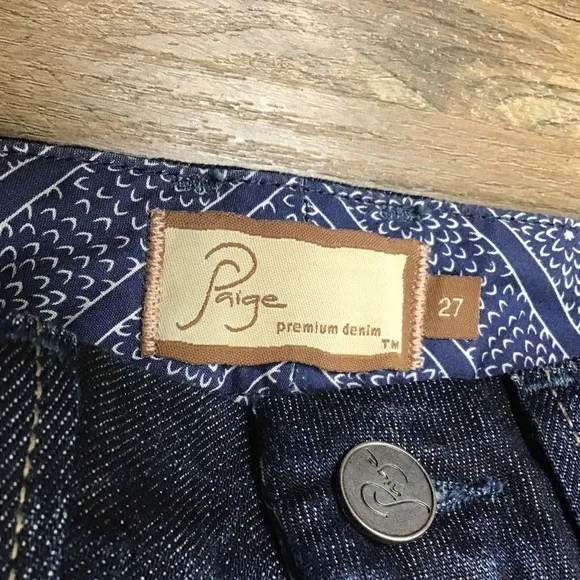 Paige Jean Skirt Size 27 Fairfax Denim Knee Length Kick Front Pockets Da…