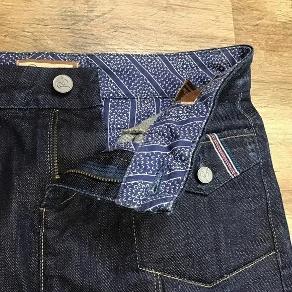 Paige Jean Skirt Size 27 Fairfax Denim Knee Length Kick Front Pockets Da…