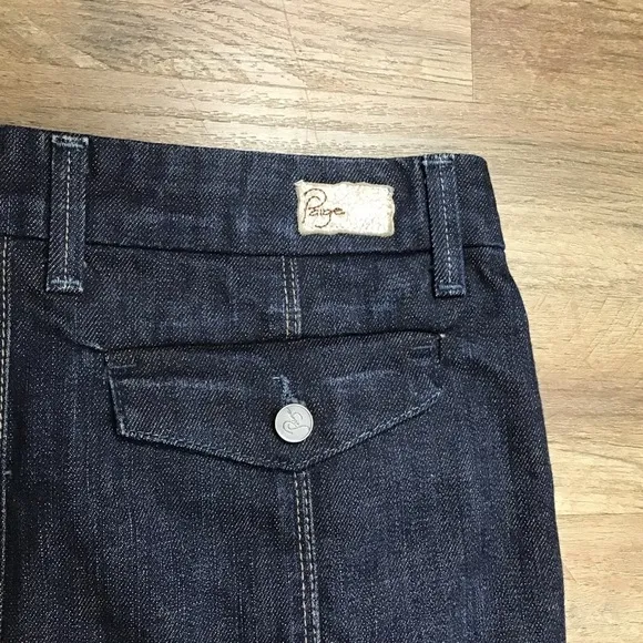Paige Jean Skirt Size 27 Fairfax Denim Knee Length Kick Front Pockets Da…