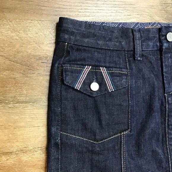 Paige Jean Skirt Size 27 Fairfax Denim Knee Length Kick Front Pockets Da…