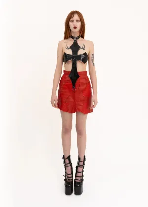 Patent Leather Cross Halter Top