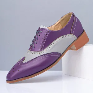 Pointed Toe Color Blocking Hollow Out Business Men Dress Shoes