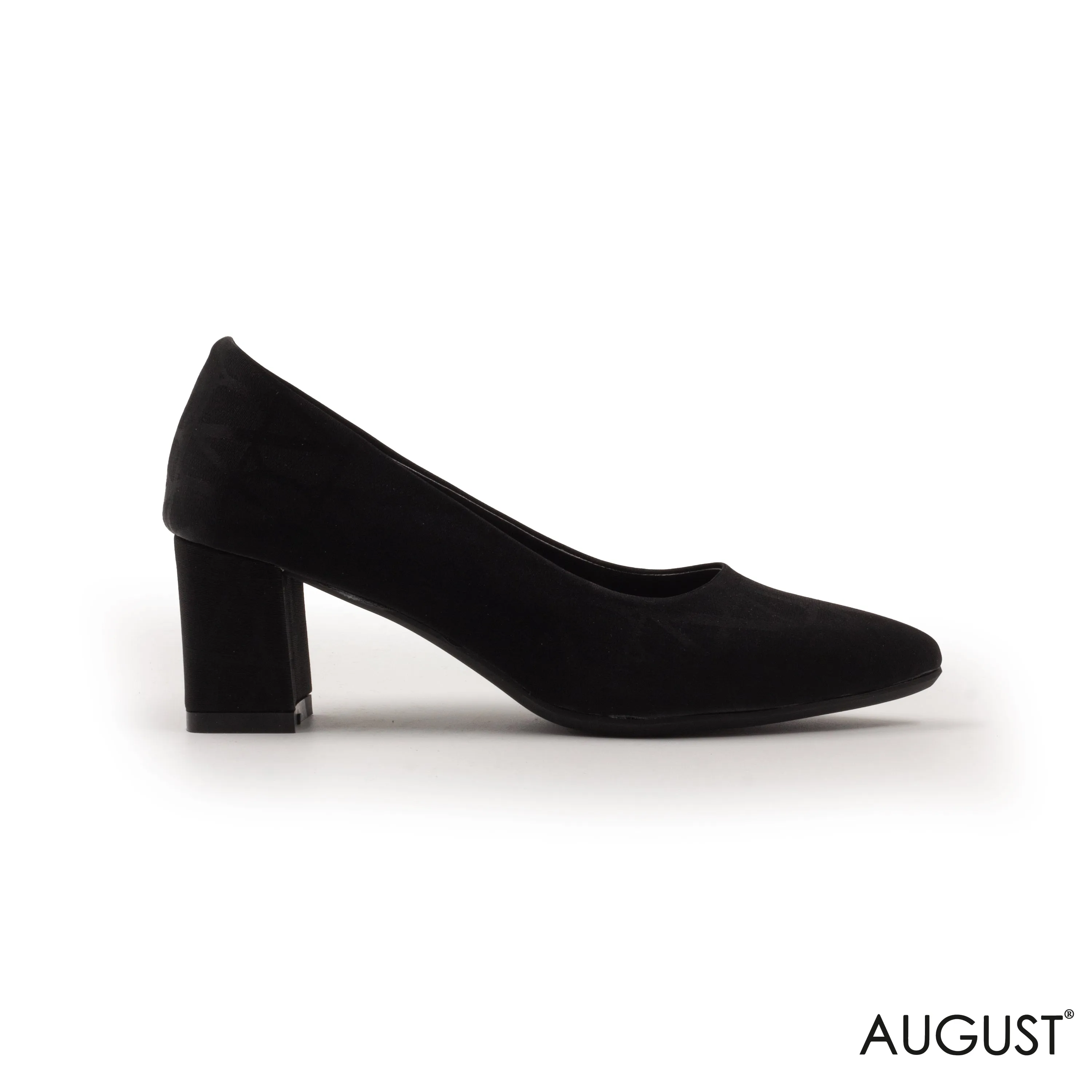 POINTED-TOE,BLOCK HEELS PUMP WITH PRINT DETAIL
