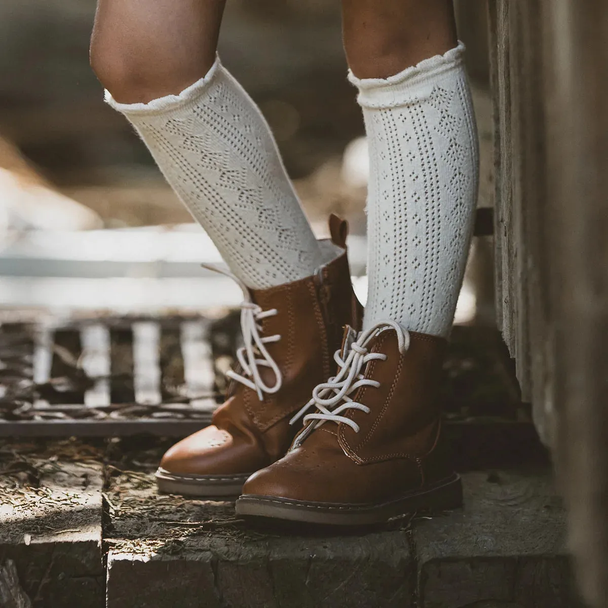 POINTELLE KNEE HIGH SOCKS - 3 COLOURS