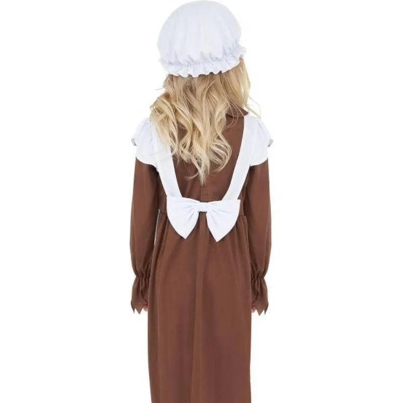 Poor Victorian Costume Kids Brown Dress White Apron Hat