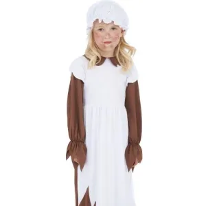 Poor Victorian Costume Kids Brown Dress White Apron Hat