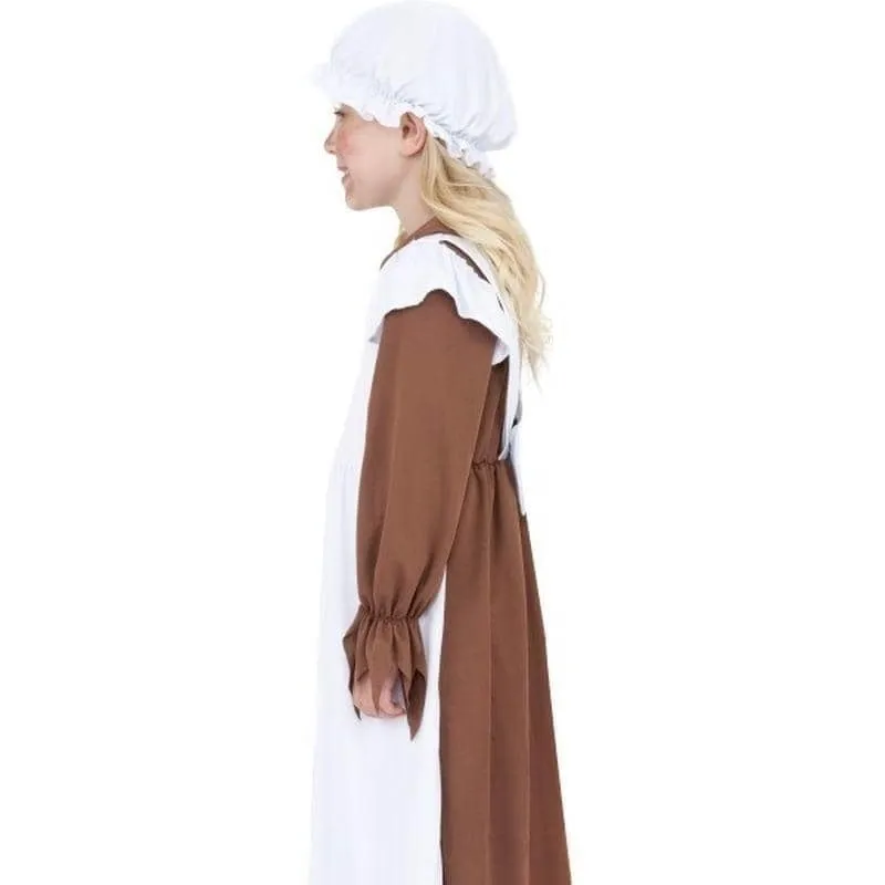 Poor Victorian Costume Kids Brown Dress White Apron Hat