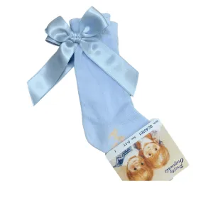 PRETTY ORIGINALS - Back Bow Knee High Sock - Baby Blue