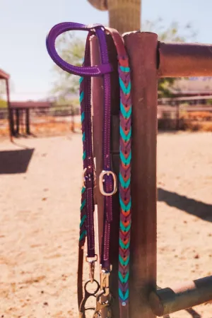 Purple Leather Quick Change Working Headstall