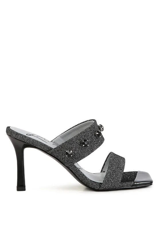 Queen Diamante Embellished Glitter High Heel Sandals