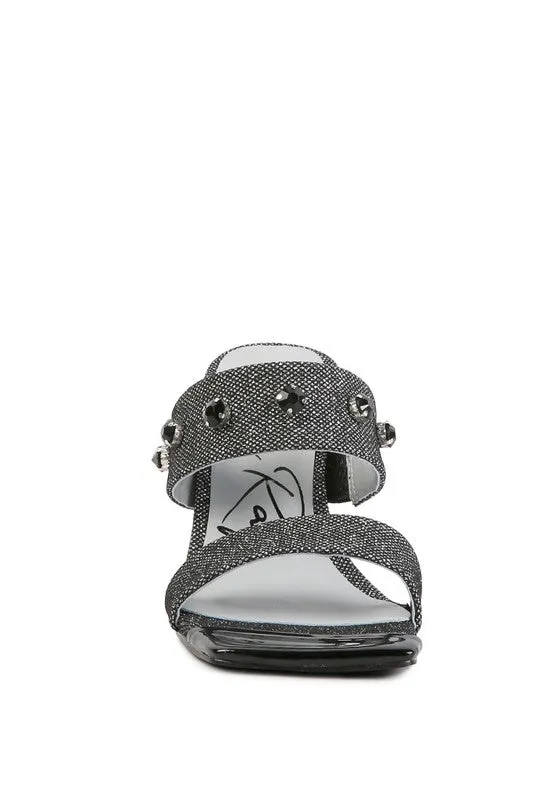 Queen Diamante Embellished Glitter High Heel Sandals