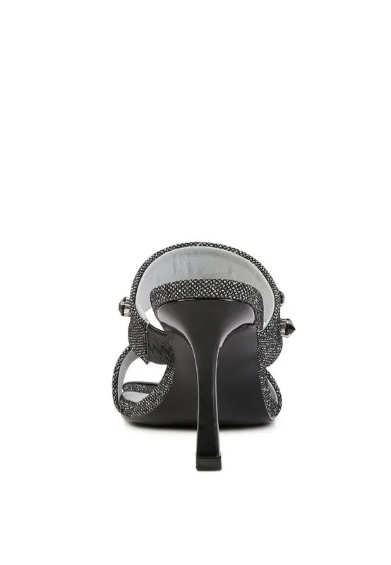 Queen Diamante Embellished Glitter High Heel Sandals