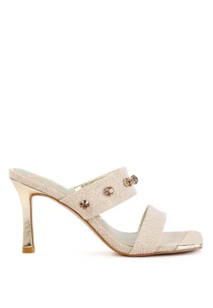Queen Diamante Embellished Glitter High Heel Sandals