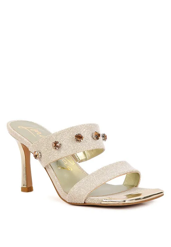 Queen Diamante Embellished Glitter High Heel Sandals