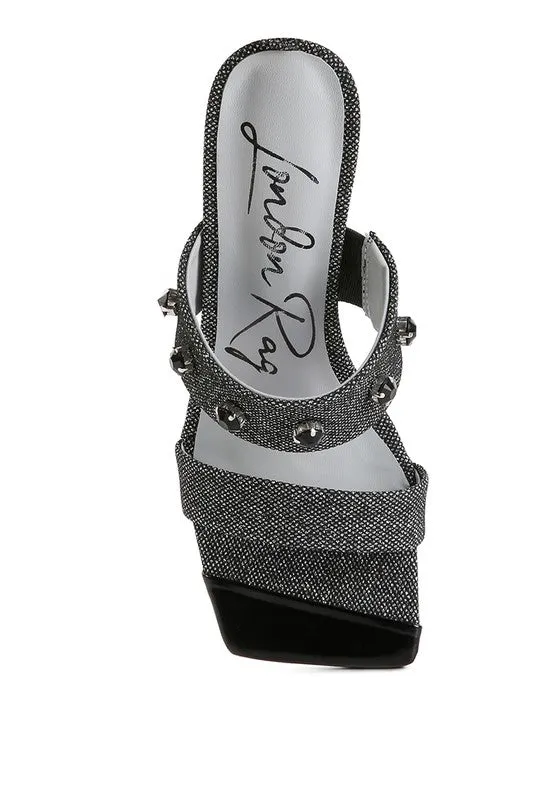 Queen Diamante Embellished Glitter High Heel Sandals
