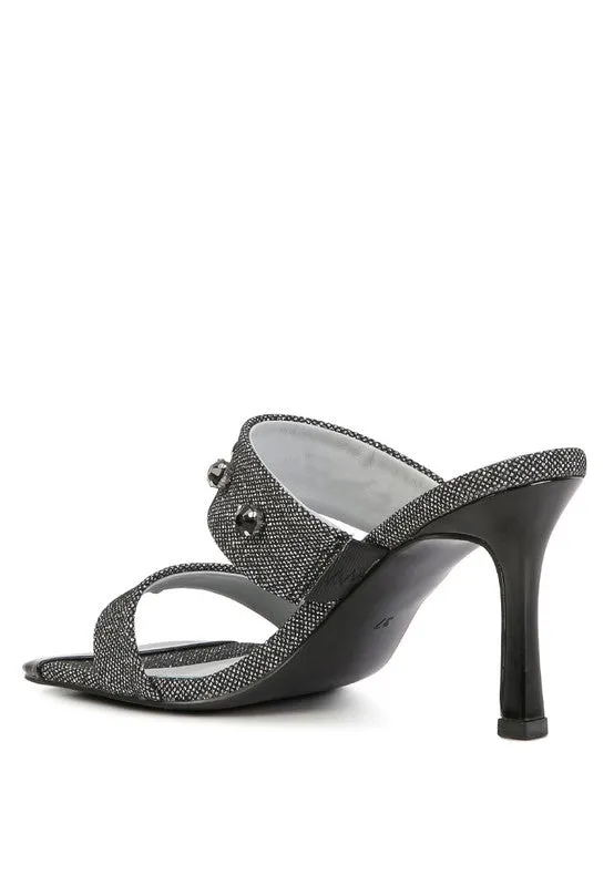 Queen Diamante Embellished Glitter High Heel Sandals