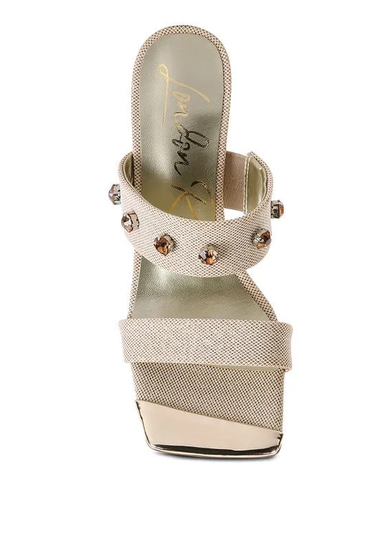 Queen Diamante Embellished Glitter High Heel Sandals