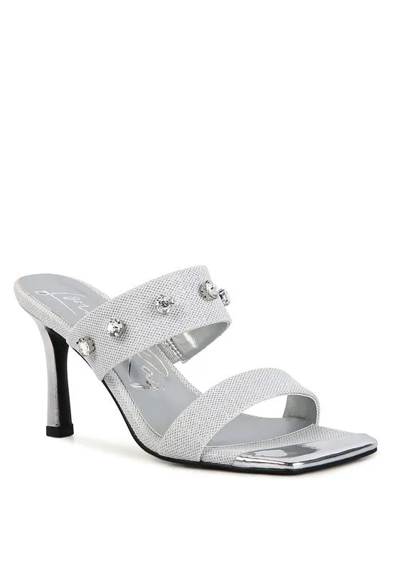 Queen Diamante Embellished Glitter High Heel Sandals