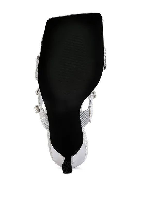Queen Diamante Embellished Glitter High Heel Sandals