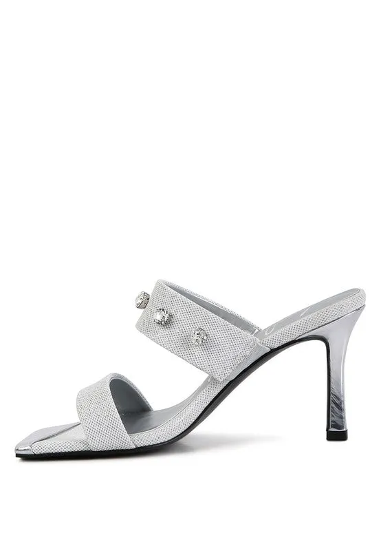 Queen Diamante Embellished Glitter High Heel Sandals