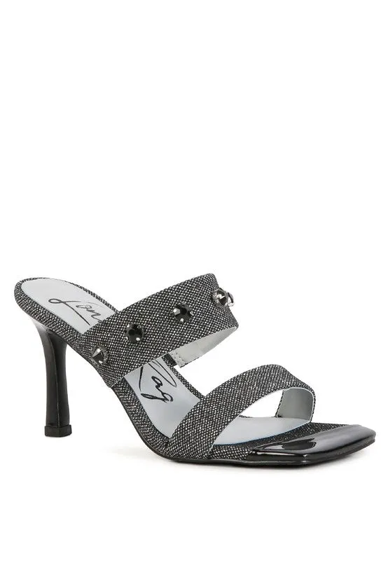 Queen Diamante Embellished Glitter High Heel Sandals