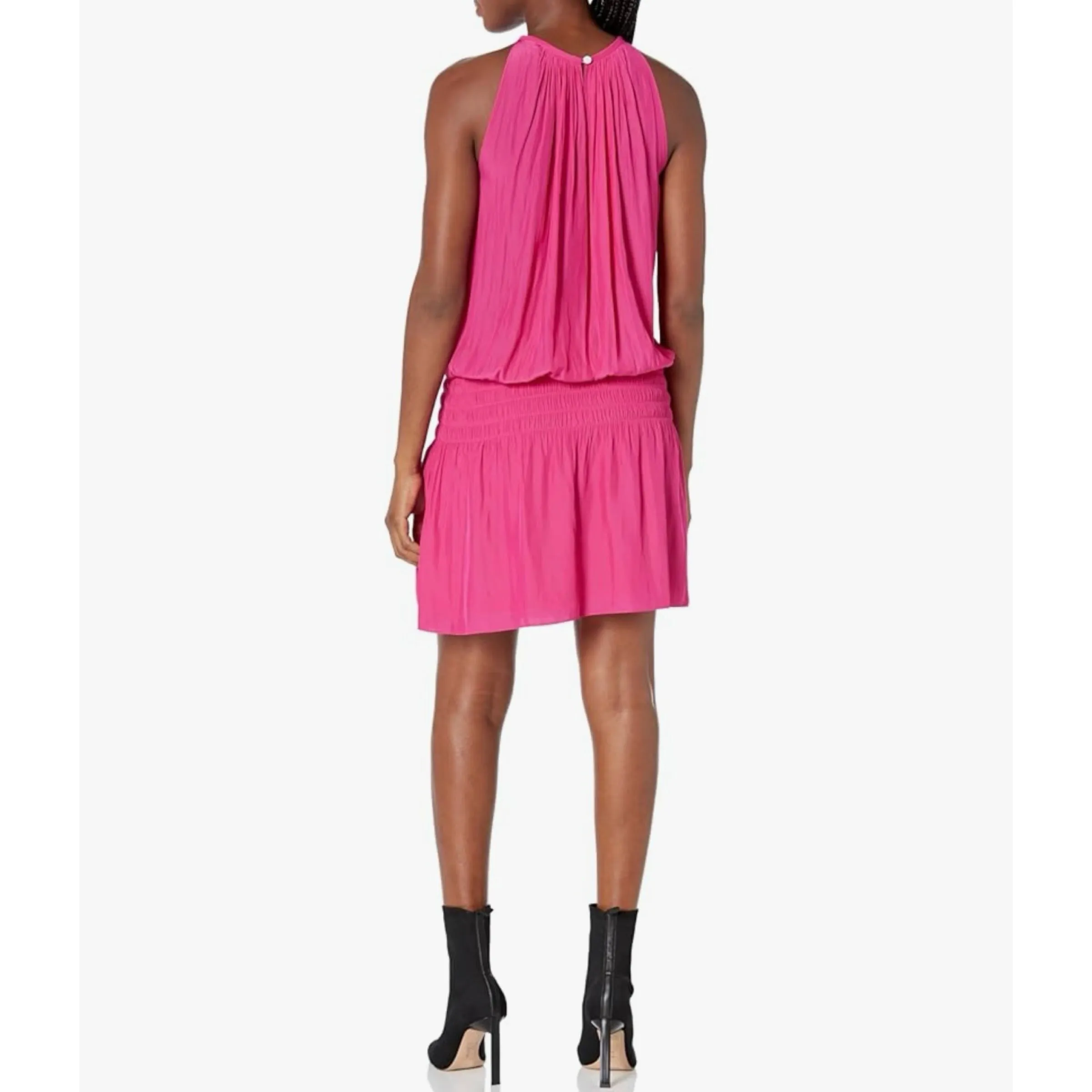 Ramy Brook Paris Sleeveless High Neck Mini Dress Paradise Pink Size Small NWT