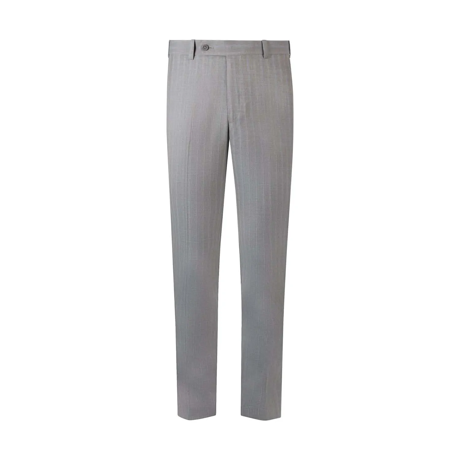Refined Stripes Men's Light Grey Formal Trousers with Button Closure