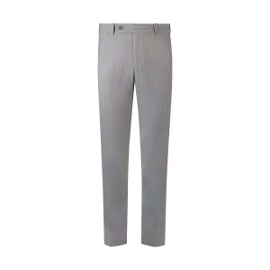 Refined Stripes Men's Light Grey Formal Trousers with Button Closure