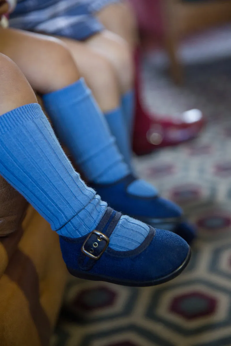 Ribbed Knee High Socks French Blue