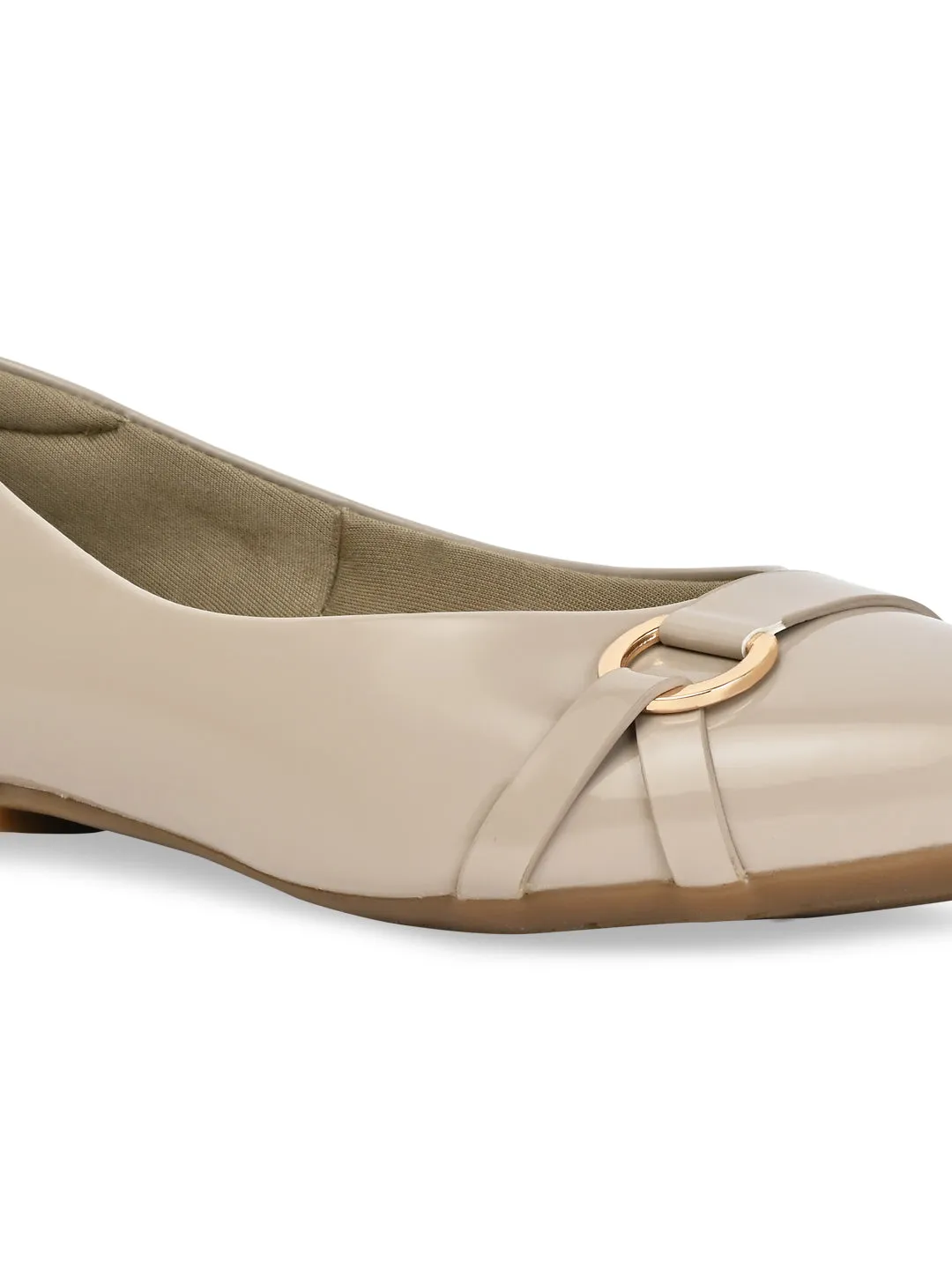 Rocia By Regal Beige Women Patent Ballerinas
