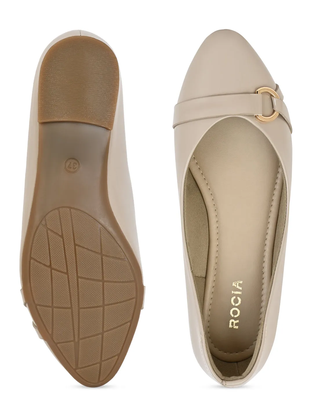 Rocia By Regal Beige Women Patent Ballerinas