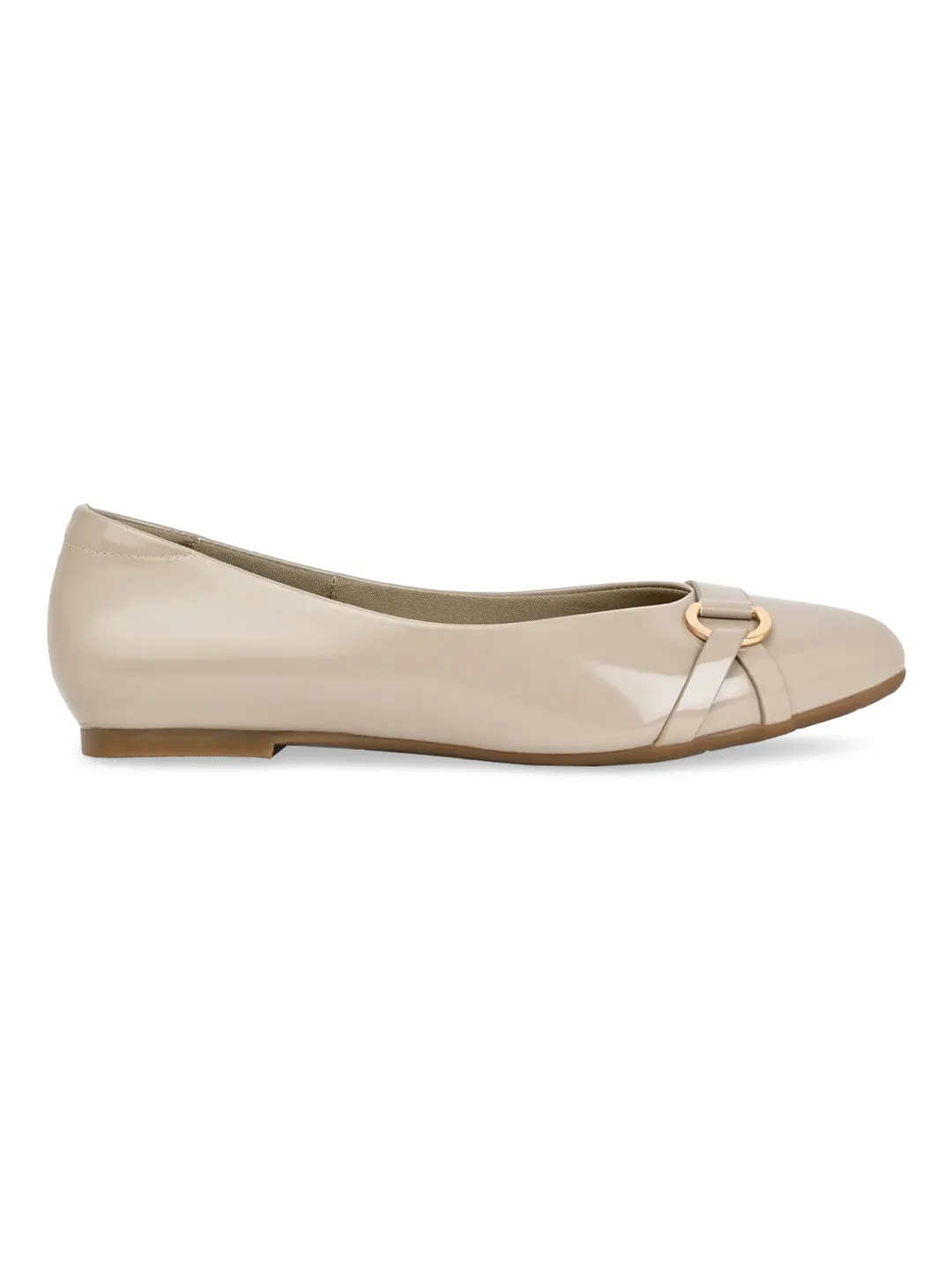 Rocia By Regal Beige Women Patent Ballerinas