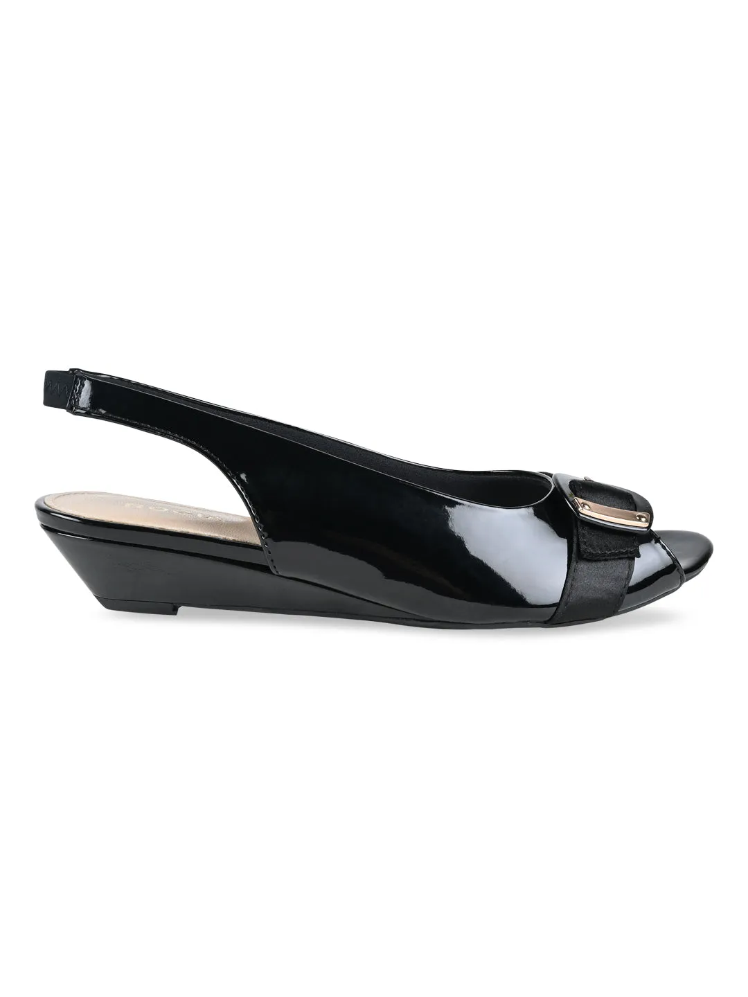 Rocia By Regal Black Women Peep Toe Sling Backs